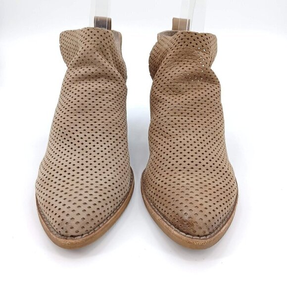 Dolce Vita Sher Perforated Ankle Booties Taupe Brown Women's 7 Leather Boho - Picture 4 of 10